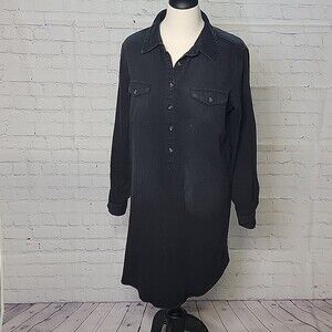 Universal Thread Women's Black Denim Jean Button Down Collard Dress Sz Sm Goth
